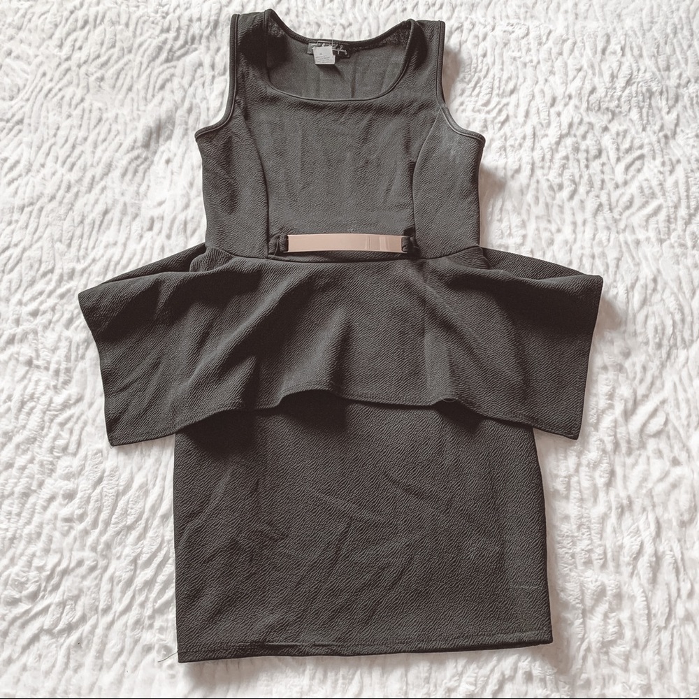 Peplum Little Black Dress with Metal Belt